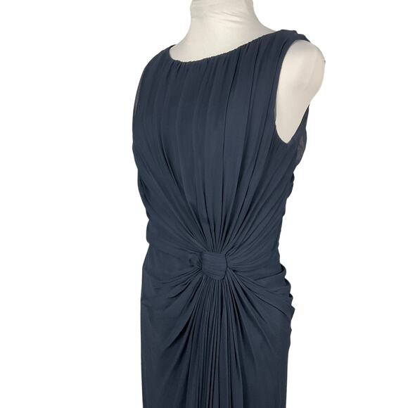 TADASHI SHOJI Dress Silk Chiffon Navy Blue Long 8 Formal Gown Event NWT $385 - Picture 3 of 16